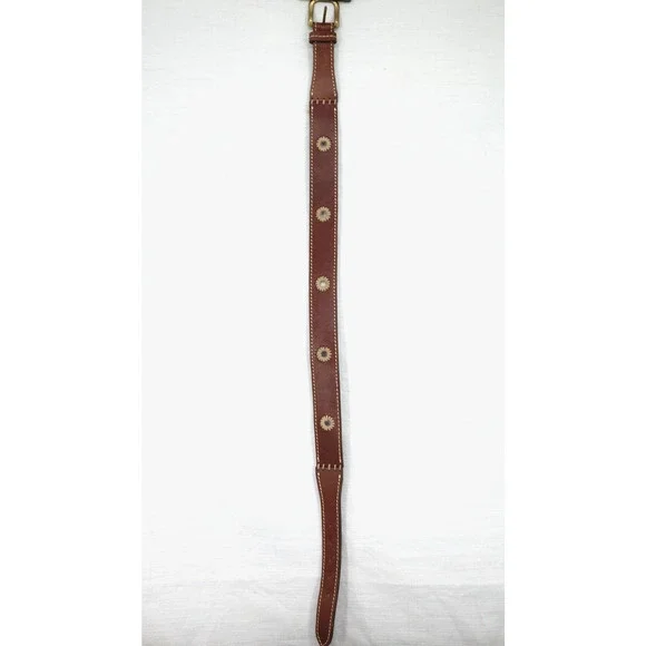 Eddie Bauer Belt Womens Large Brown Italian Leather Brass Buckle USA Western - Picture 15 of 15